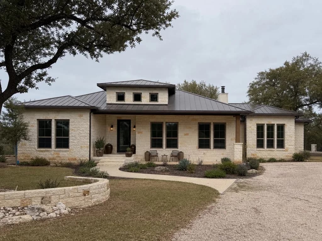 Wide insulated glass across a Hill Country stone home