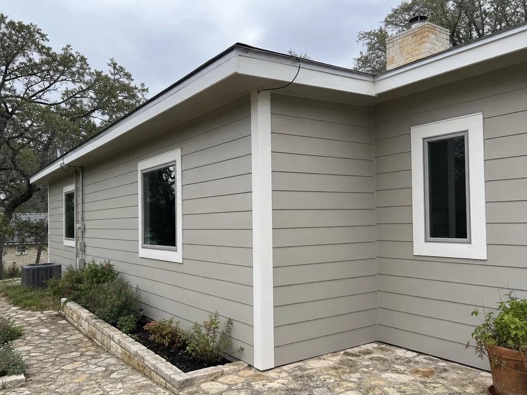 Engineered wood lap siding on a Hill Country home